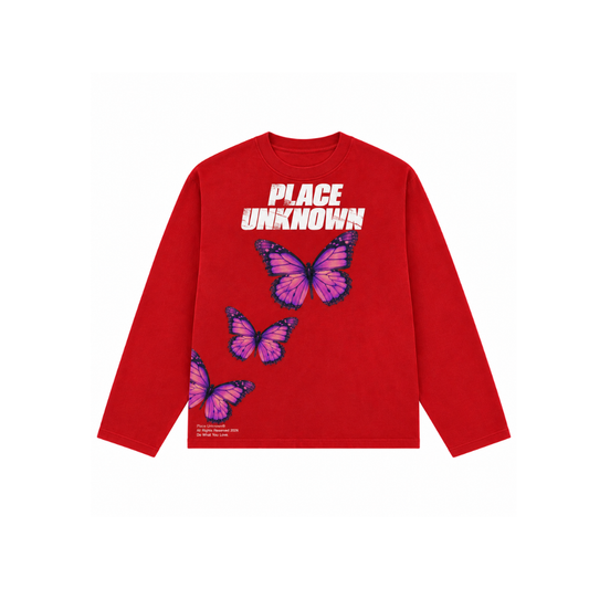 BUTTERFLY EFFECT T LONG SLEEVE ( CHERRY RED)