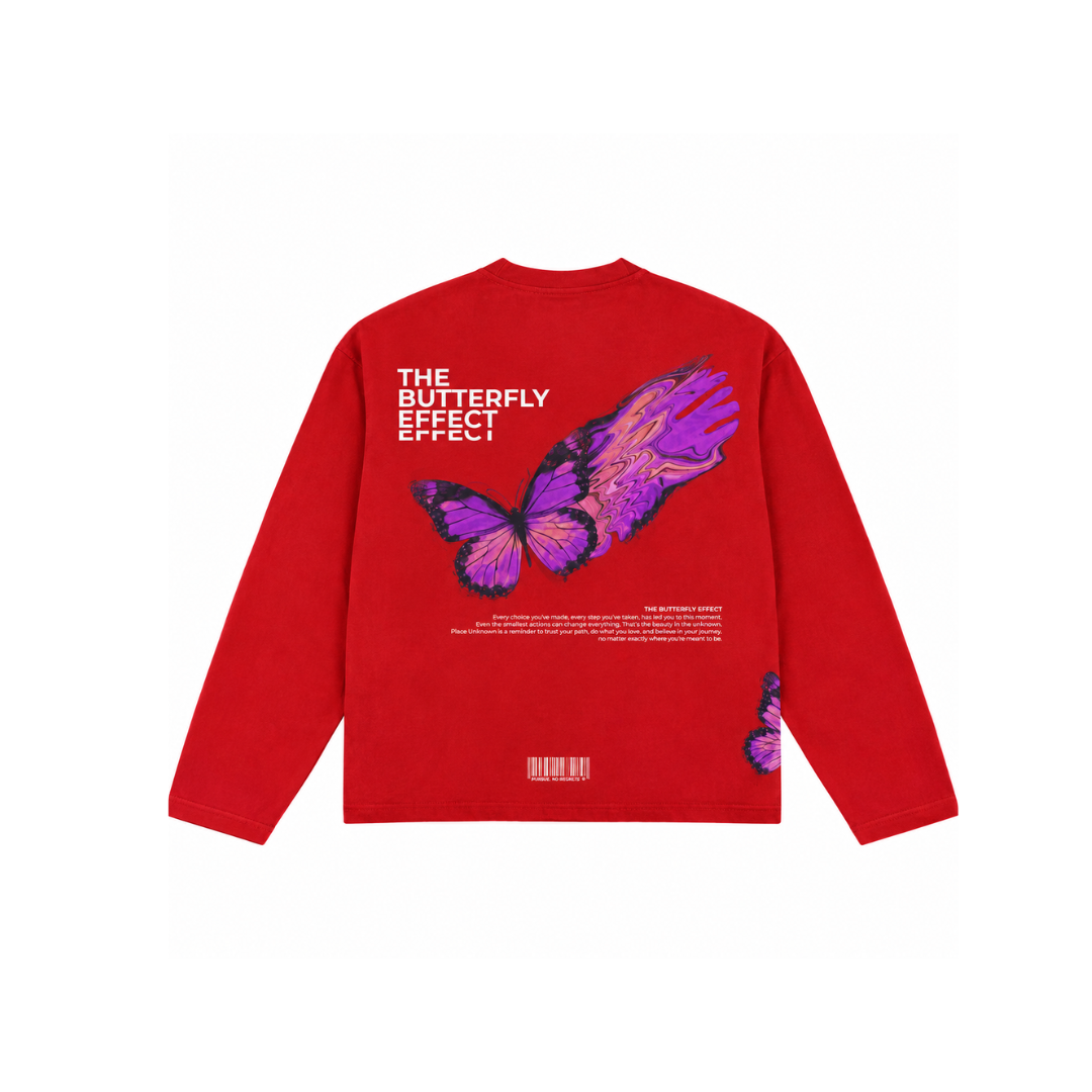 BUTTERFLY EFFECT T LONG SLEEVE ( CHERRY RED)